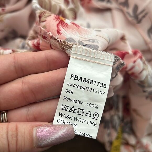 New Plus Size Floral Bohemian High Waist V Neck Long Summer Dress Dusty Pink - Picture 11 of 12